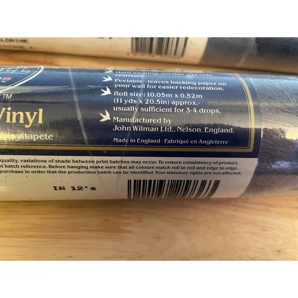 Coloroll Baldrine Ready Pasted Vinyl Wallpaper 257363 Blue Silver Purple 3 Rolls